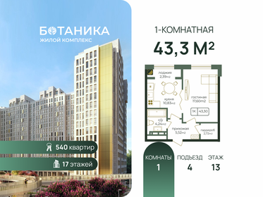 Квартира 43,3 м², 1-комнатная - изображение 1