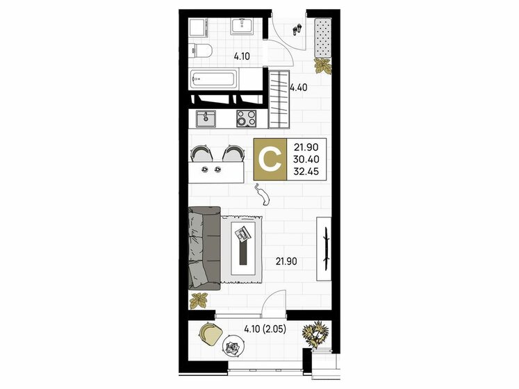 26 м², квартира-студия 5 150 000 ₽ - изображение 79