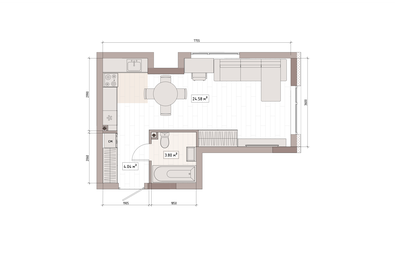 Квартира 33,1 м², студия - изображение 4