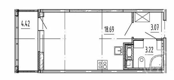 Квартира 24,7 м², студия - изображение 1