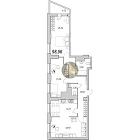 Квартира 98,6 м², 2-комнатная - изображение 1