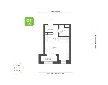 Квартира 32,3 м², студия - изображение 1