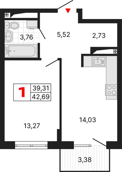 54,2 м², 1-комнатная квартира 14 412 000 ₽ - изображение 26