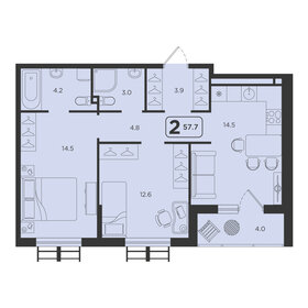 Квартира 57,7 м², 2-комнатная - изображение 1