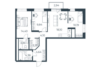 Квартира 75,2 м², 3-комнатная - изображение 1