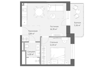 Квартира 41,5 м², 2-комнатные - изображение 1