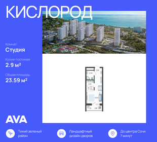 Квартира 23,6 м², студия - изображение 1