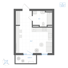 Квартира 33 м², студия - изображение 2
