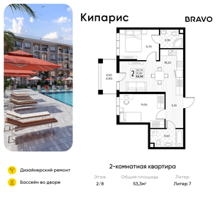 Квартира 53,3 м², 2-комнатная - изображение 1