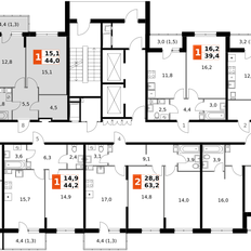 Квартира 44 м², 1-комнатная - изображение 3