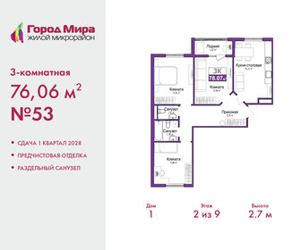 Квартира 76,1 м², 3-комнатная - изображение 1