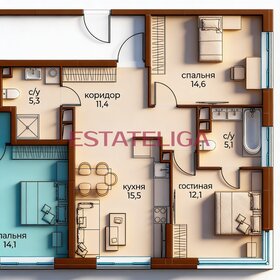 Квартира 64,1 м², 2-комнатная - изображение 1