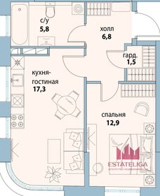 Квартира 44,2 м², 1-комнатная - изображение 1