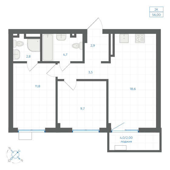 60,4 м², 3-комнатная квартира 6 000 000 ₽ - изображение 69