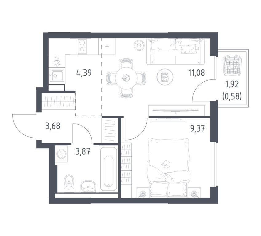 Варианты планировок ЖК «Горки Парк» - планировка 9