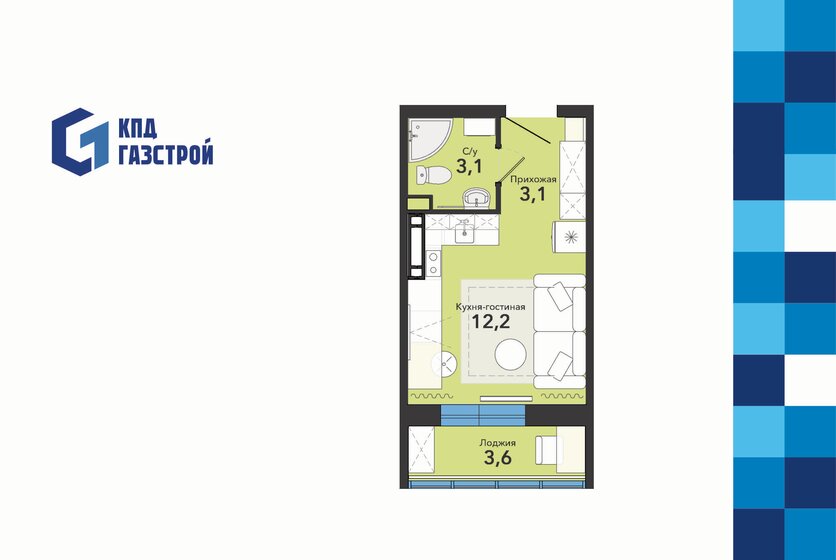 22 м², квартира-студия 3 480 000 ₽ - изображение 47