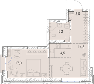 Квартира 49,2 м², 2-комнатная - изображение 1