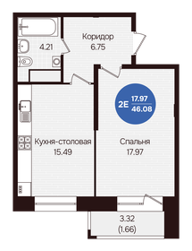 Квартира 46,1 м², 2-комнатная - изображение 1