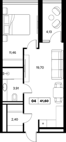 Квартира 41,6 м², 2-комнатные - изображение 1