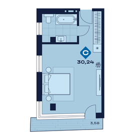 Квартира 31,3 м², 1-комнатные - изображение 1