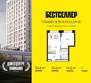 Квартира 34,4 м², 1-комнатная - изображение 1
