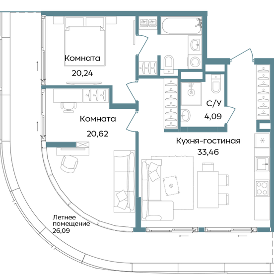 70,9 м², 2-комнатная квартира 12 000 000 ₽ - изображение 75