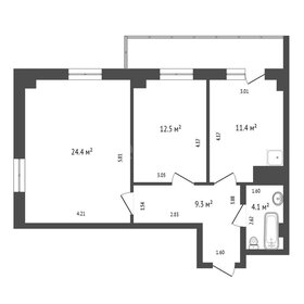 Квартира 61,7 м², 2-комнатная - изображение 1