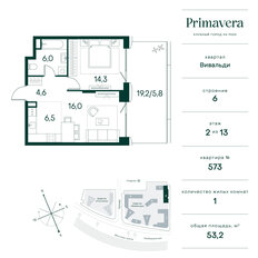 Квартира 53,2 м², 1-комнатная - изображение 2