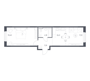 Квартира 48,4 м², 1-комнатная - изображение 1