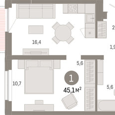 Квартира 45,1 м², 1-комнатная - изображение 2