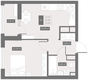 Квартира 34,6 м², 1-комнатная - изображение 1