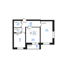 Квартира 65,8 м², 2-комнатная - изображение 1