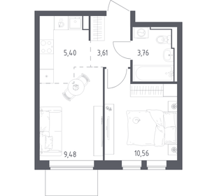 Квартира 32,8 м², 1-комнатная - изображение 1
