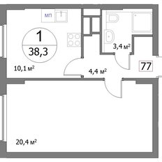 Квартира 38,3 м², 1-комнатная - изображение 3