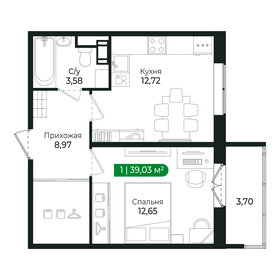Квартира 37,8 м², 1-комнатная - изображение 1