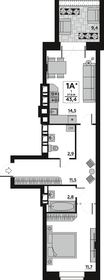 Квартира 43,5 м², 1-комнатная - изображение 1