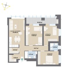 Квартира 105,3 м², 3-комнатная - изображение 1
