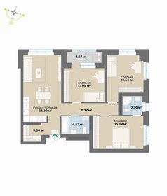 Квартира 88,5 м², 3-комнатная - изображение 1