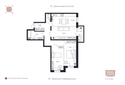 Квартира 94,4 м², 3-комнатная - изображение 1
