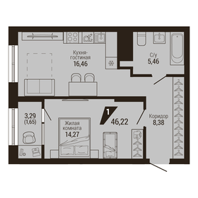 Квартира 46,2 м², 1-комнатная - изображение 1