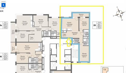 Квартира 83 м², 2-комнатная - изображение 2