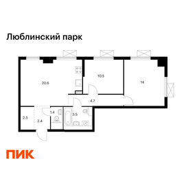 Квартира 59,6 м², 2-комнатная - изображение 1