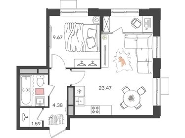 Квартира 42,4 м², 2-комнатная - изображение 1