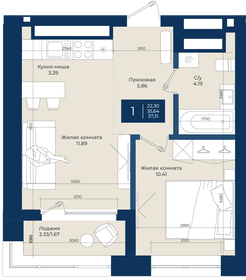 Квартира 37,3 м², 1-комнатная - изображение 1