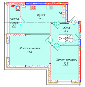 Квартира 50,7 м², 2-комнатная - изображение 1