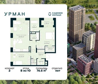 Квартира 76,6 м², 2-комнатная - изображение 1