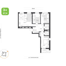 Квартира 87,5 м², 3-комнатная - изображение 3