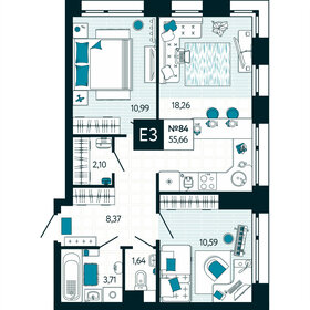 Квартира 55,7 м², 2-комнатная - изображение 1
