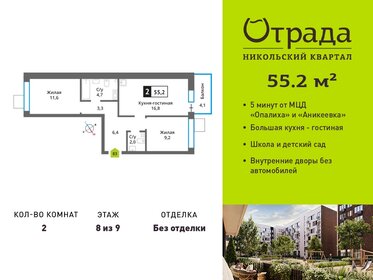 Квартира 55,2 м², 2-комнатная - изображение 1
