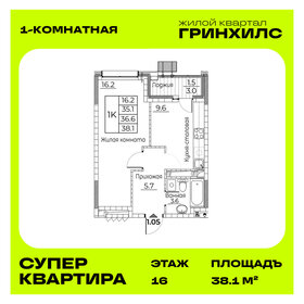 Квартира 38,1 м², 1-комнатная - изображение 1